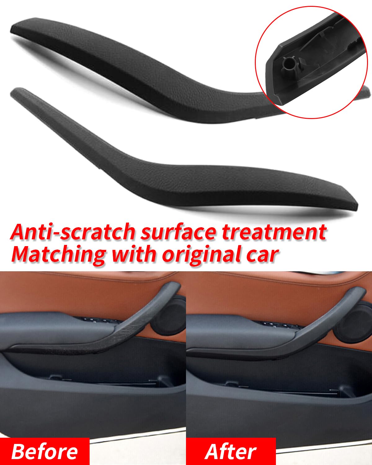 Per BMW X1 E84 2009-2015 Sostituzione coperchio maniglia porta, lato sinistro + lato destro interno porta maniglia copertura porta bracciolo staffa-coppia 51412991775 51412991776 (Nero)