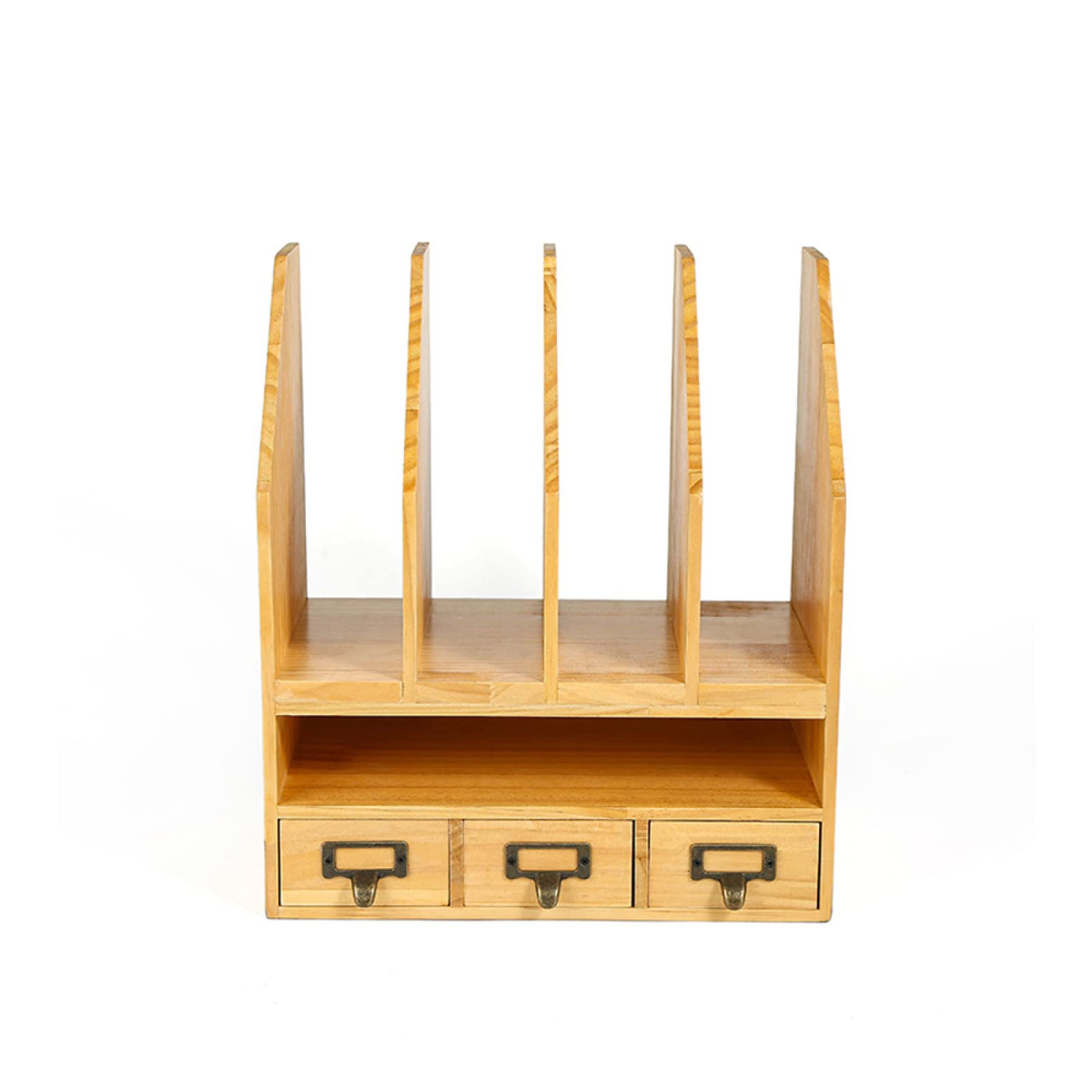 Scrivania in legno con scaffale multi strato per archiviazione file e desktop manager