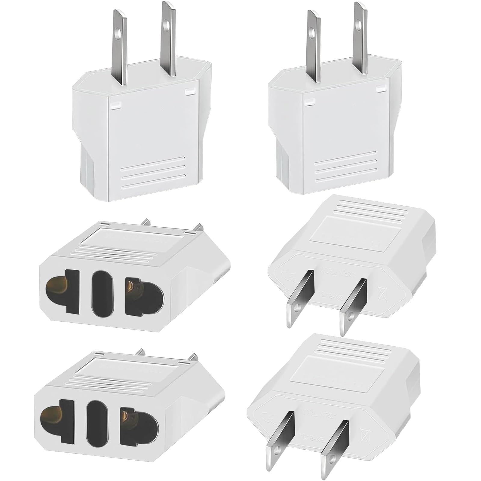Clomnpe 4 Piezas Adaptador Enchufe Europeo a Americano, Adaptador Enchufe Americano a Español, Tipo C/E/F/L/N a Tipo A para Viajeros Que Visitan USA/Japón/México/Canadá-Negro — view 10