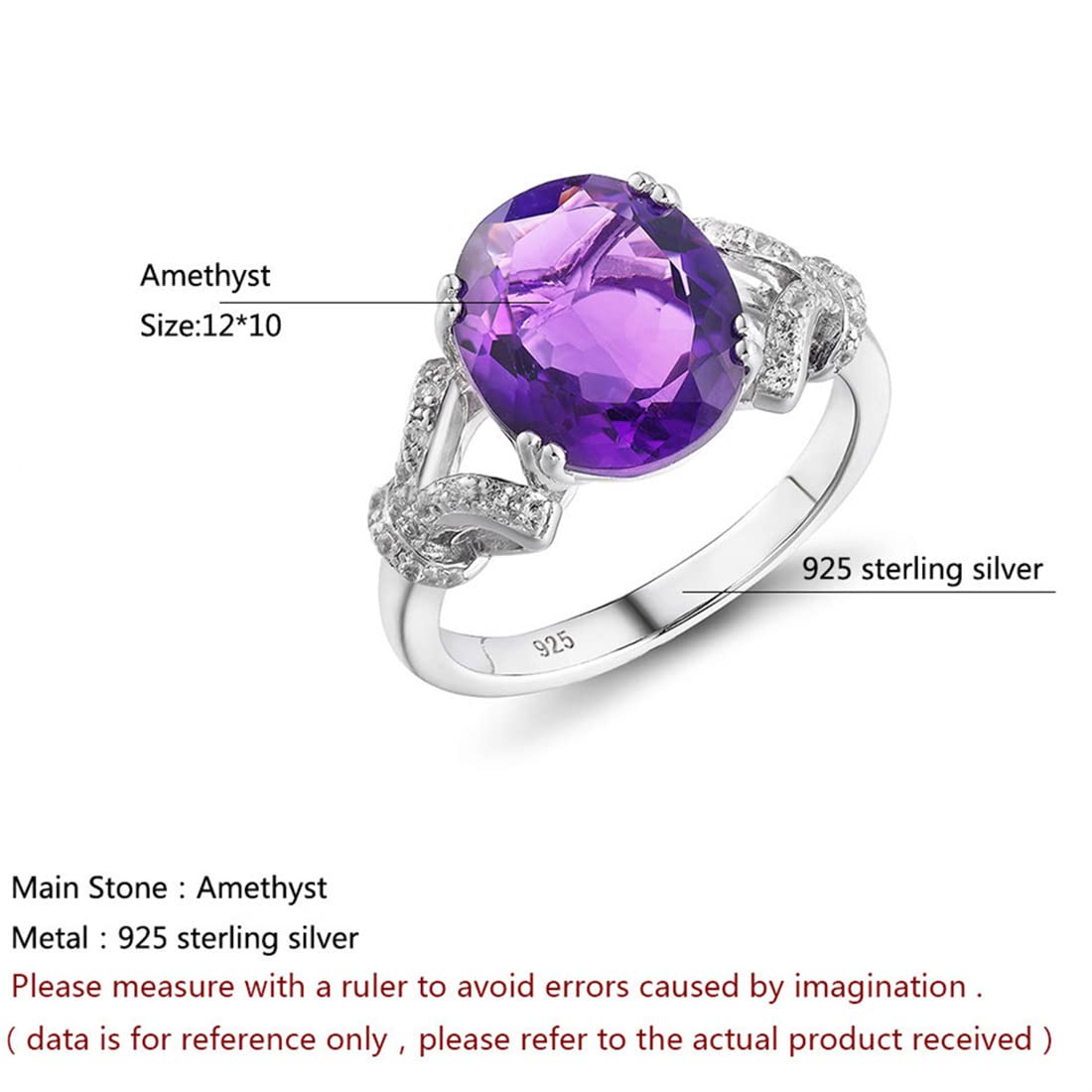Anillo plata ley forma huevo y piedra preciosa morada, elegante anillo plata ley S925 mujer piedra preciosa