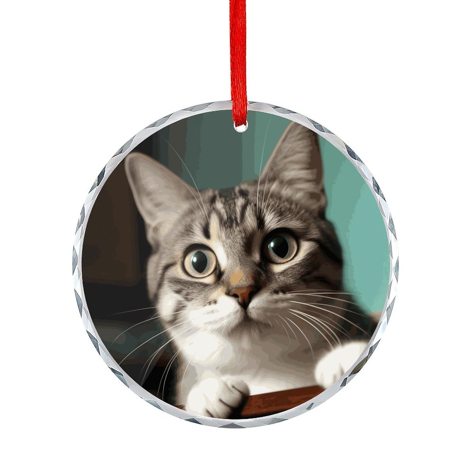 Btcowzrv Style A Curious Cat Round Ornament Hanging Pendant Decor