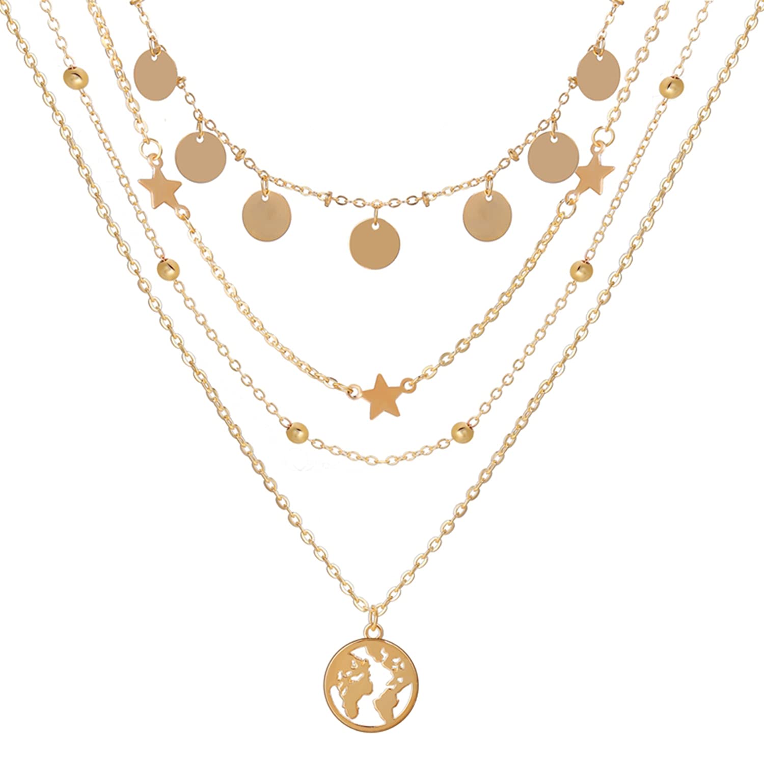 Peora Gold Plating Moon Star Necklace for Women Teens Trendy Multilayer Western Neckpiece Chain (B09C5MMZTZ) Amazon Price History, Amazon Price Tracker