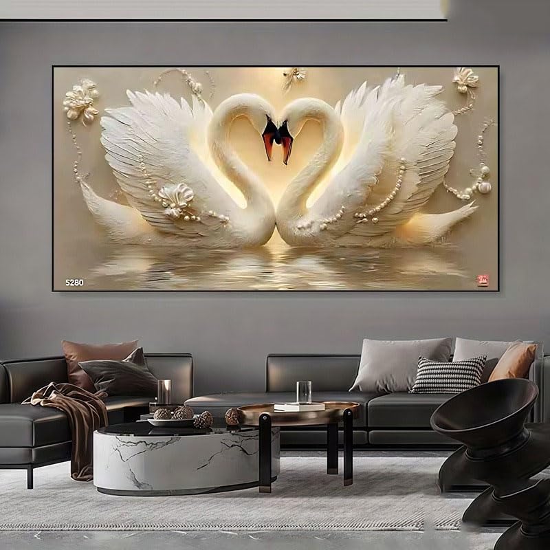 Cuadro decorativo de pared de cisne y corazón sin marco para salón