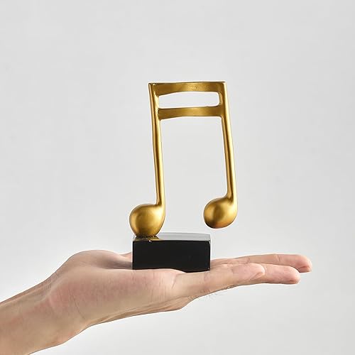 Miniatura 4 de 3 piezas de esculturas doradas de notas musicales, decoración del hogar para decoración de estantes, resina, notas musicales doradas, estatua de