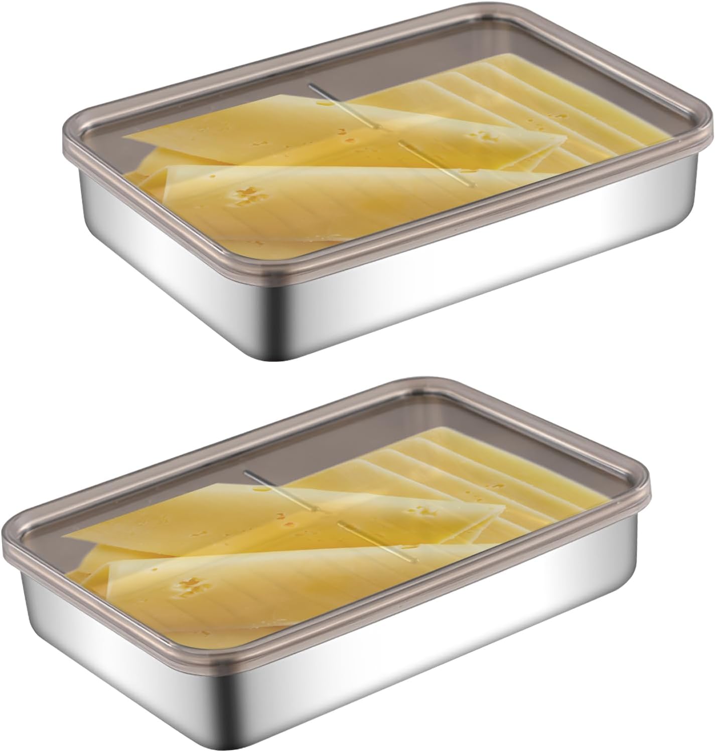 BigKing 2 Pack Bacon Keeper Container, Cheese Container for Fridge,Lunch Meat