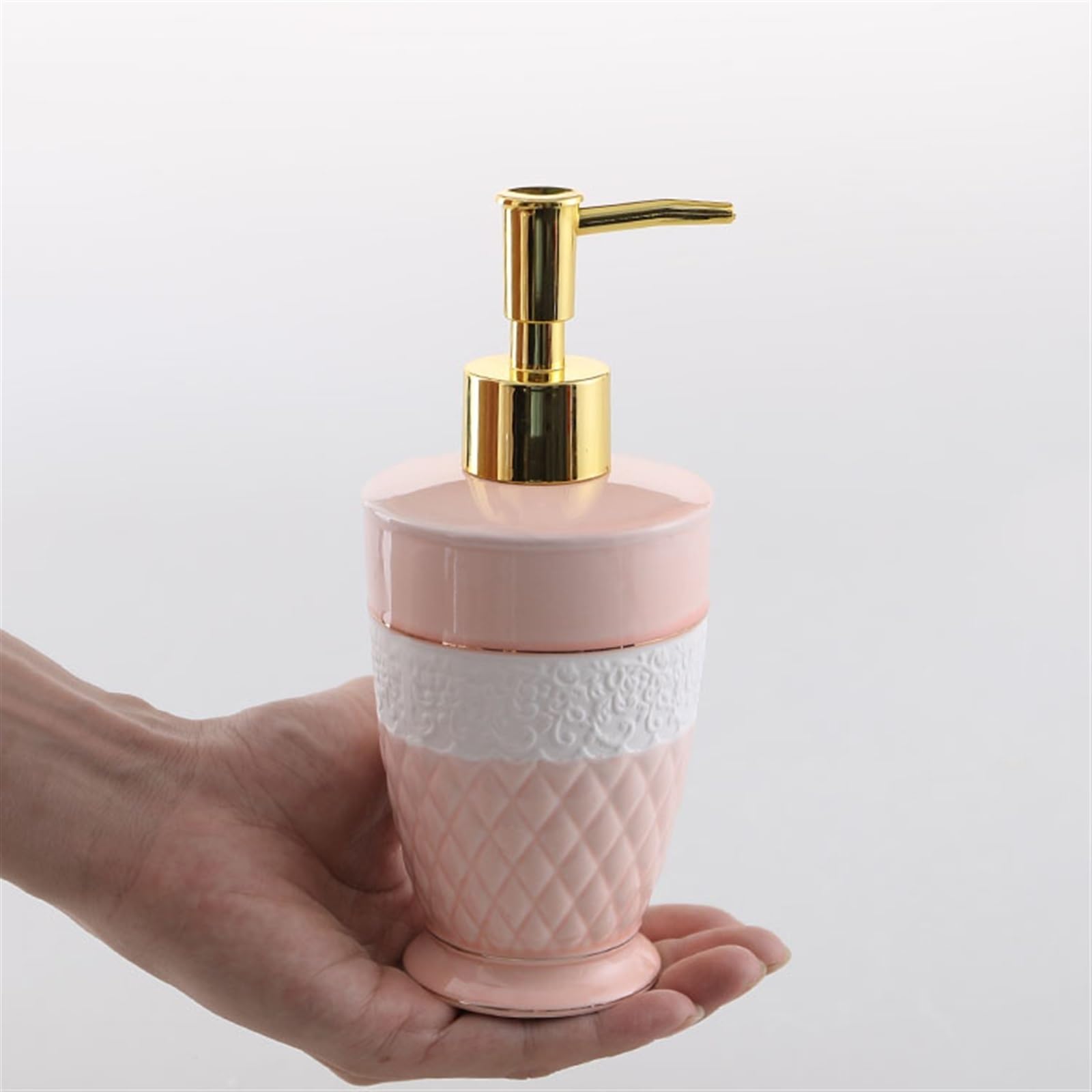 Dozownik mydła łazienkowego dozownik mydła do domu wiejskiego biura ceramiczny dozownik mydła 9,46 uncji butelka na mydło do balsamu olejek do masażu (niebieski różowy) dozownik mydła (B)