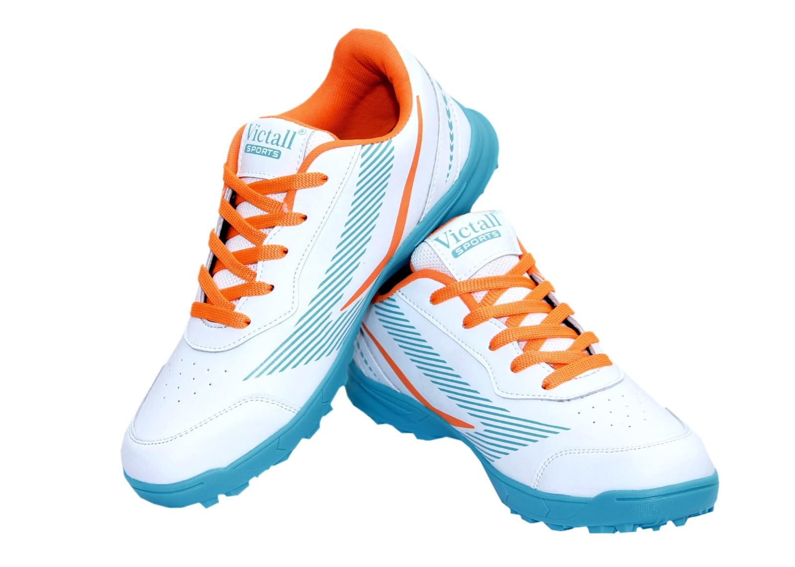 Sports Cricket Shoes for Men and Boys, White with Sky Trim, Lightweight PU Upper, Lace-Up Style, High Top Athletic Footwear-image-38