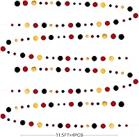 Vista 2 de pinkblume Guirnalda de lunares de puntos circulares para fiestas, papel de lunares colgante, papel de polka dorado negro rojo para graduación