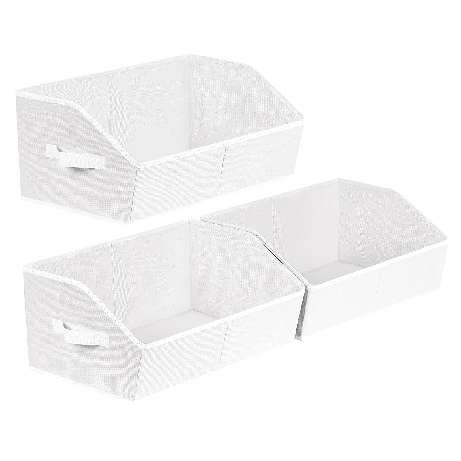 Homsorout Closet Baskets for Shelves Trapezoid - Decorative Storage Baskets with Handle, Closet Bins for Organization, Shelf Storage Bins for Clothes, Books, Home, Office, 3 pack, White