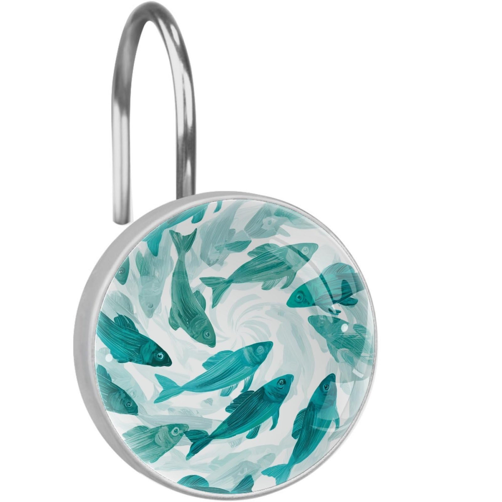 VAPOKF Decorative Shower Curtain Hooks, Fish Rustproof Stainless Steel Shower Curtain Rings for Bathroom, Shower Curtain Hangers for Shower Rod, 12 Pack