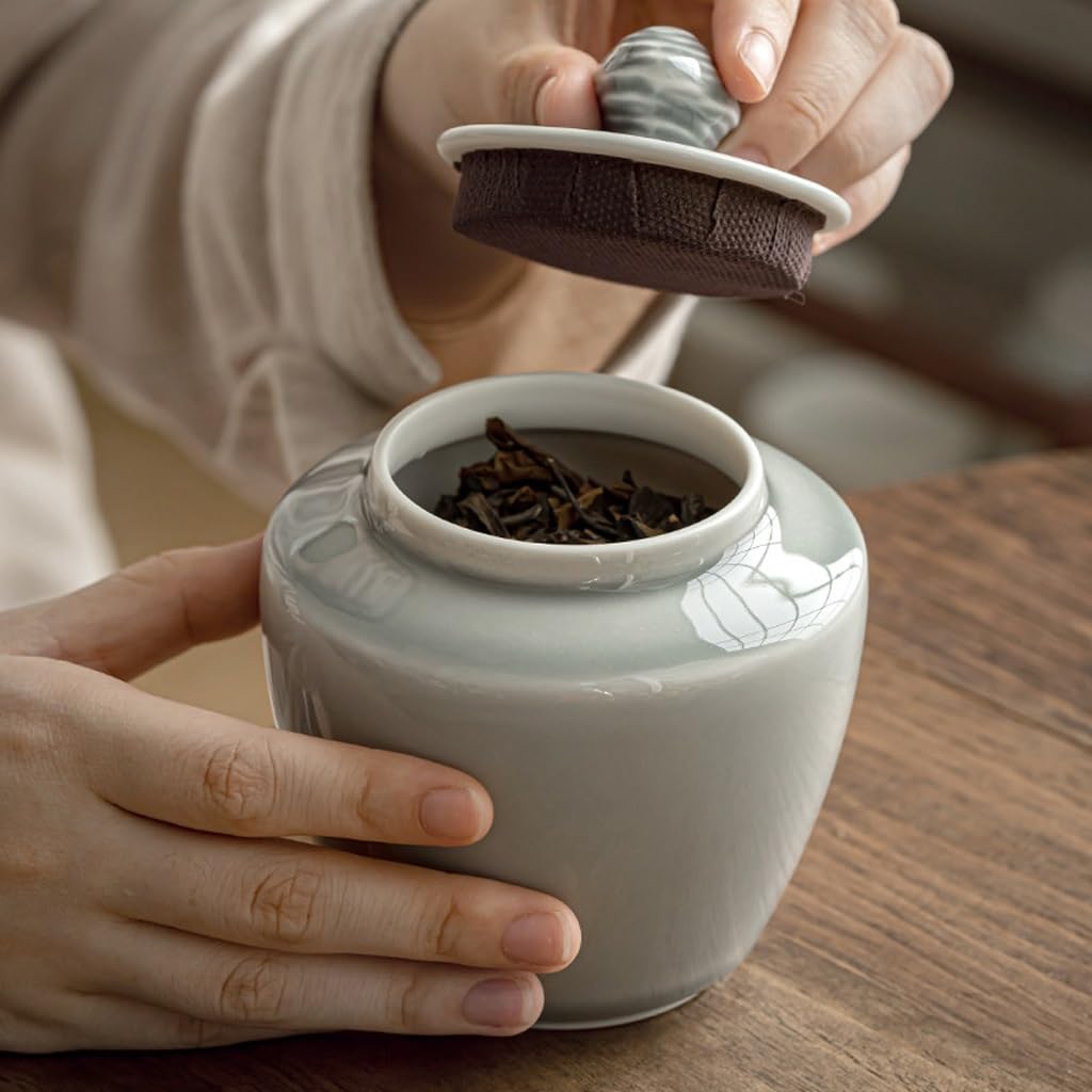Juego De Té Latas de té esmaltadas de Colores for Uso doméstico, latas de té de cerámica Retro Selladas, latas de té a Prueba de Humedad Tarro para Guardar Té(B)