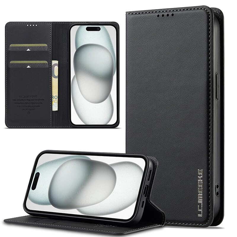 Generic Per iPhone 16 Pro Max (colore nero) Custodia a libro in pelle con chiusura magnetica Generic per una maggiore sicurezza