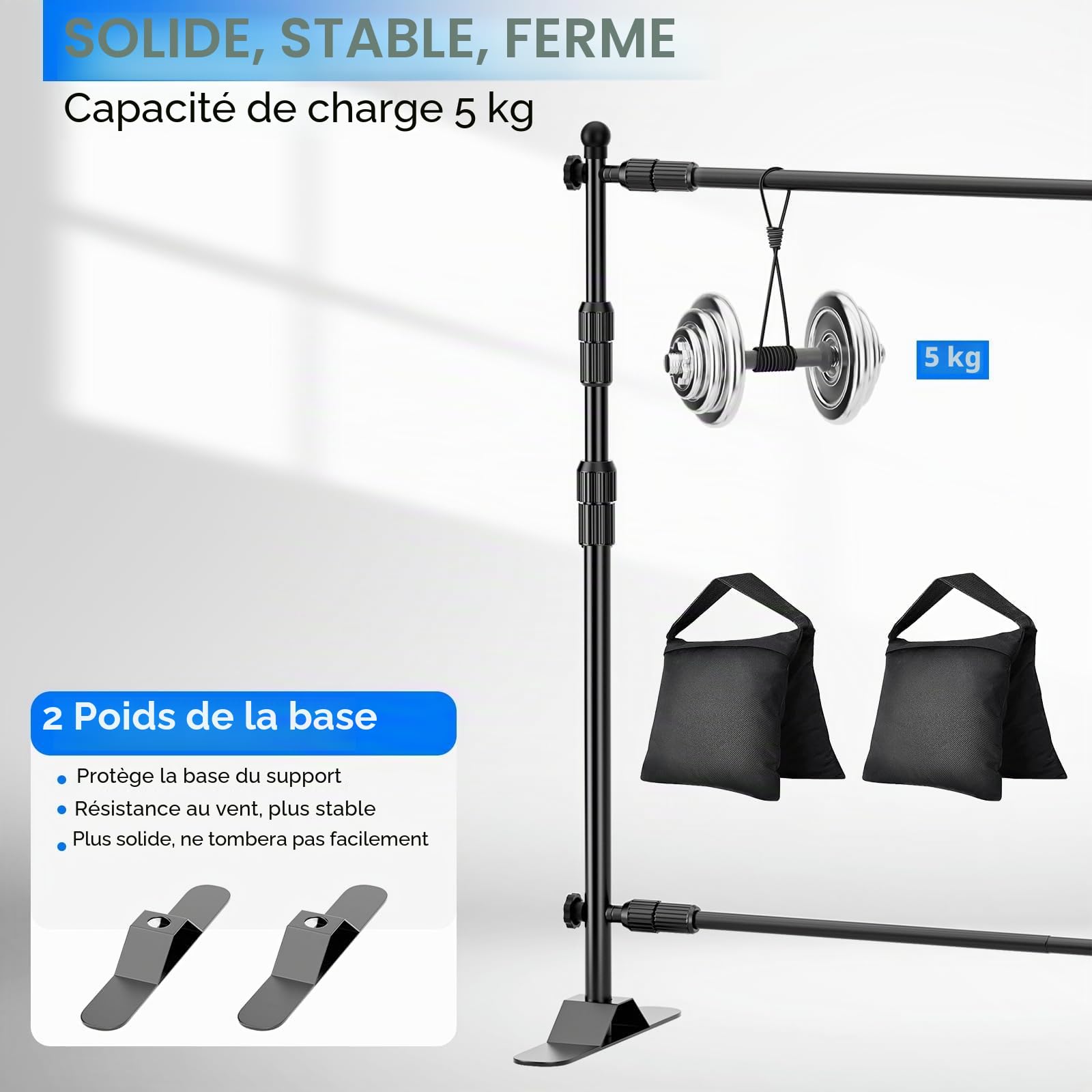 EMART Support Toile de Fond Photo 3 x 2,4 m, Banner Stand Réglable avec 2 Sacs de Sable et Paquet de Transport pour Studio, Portrait et Photographie de Produits