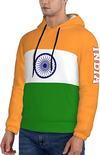 Miniatura 8 de YiiLi India Flag Indian Bharat Patriotic Men Hoodies Sweatshirt Drawstring Pullover Outerwear Pride Hood