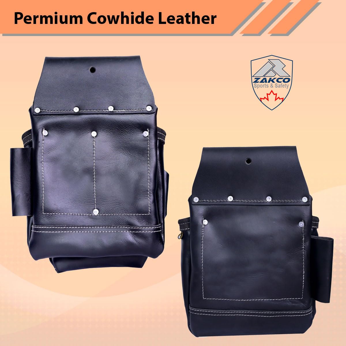 PRO-19 Ceinture à outils en cuir véritable, multi-poches, ceinture à outils de charpentier, pochettes en cuir réglables, ceinture à outils pour charpentier, bricoleur et couvreur