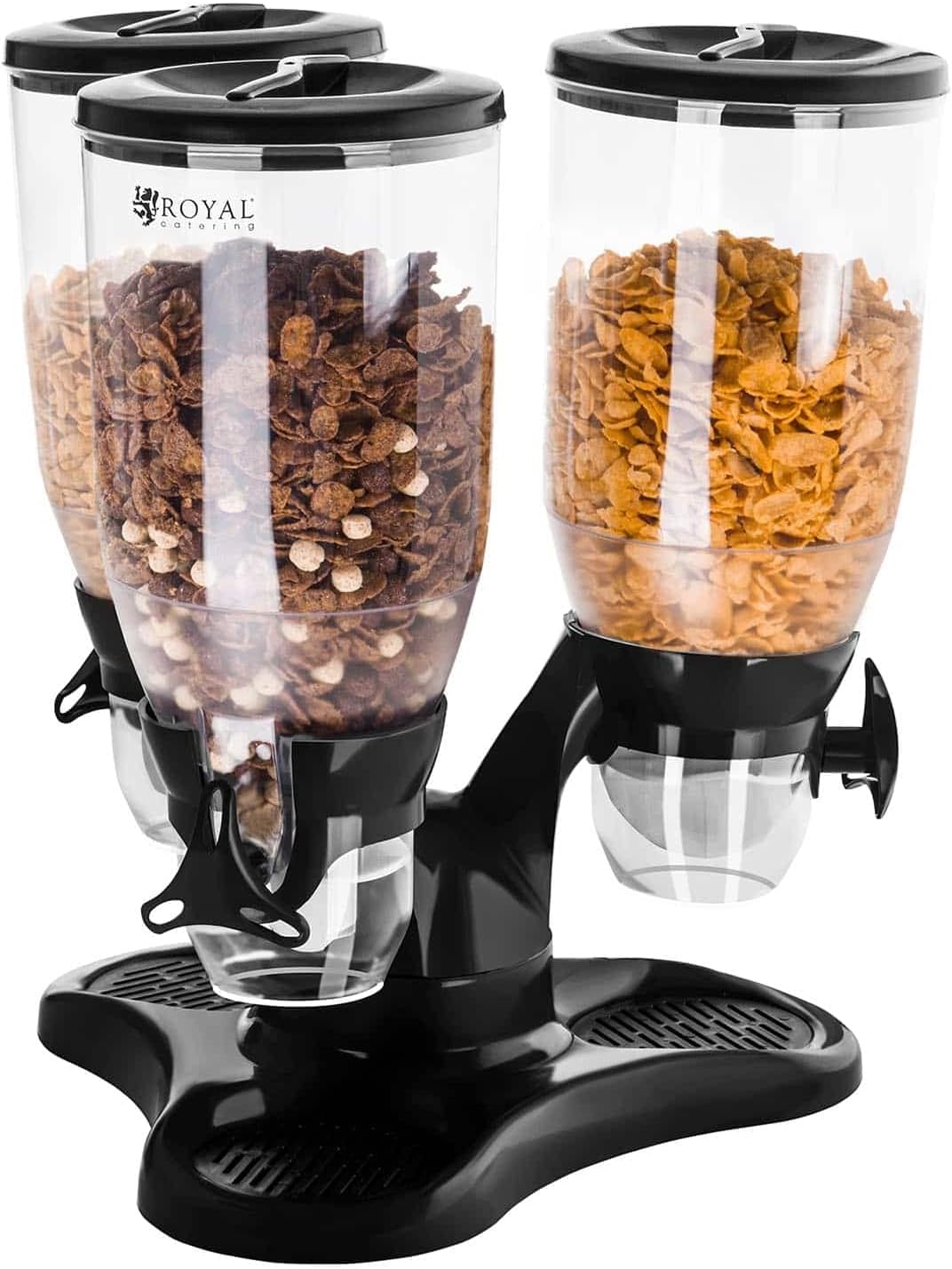 Dispenser Cereali 5 In 1 Da Cucina 9 Kg | Contenitore A Muro Per Riso E Legumi | 5 Scomparti Trasparenti Con Erogatore A Pulsante | Bianco/grigio 40x15x34 Cm