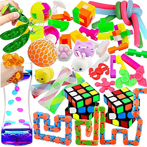 Sensory Fidget Toys Set,28 Pack Fidgets Toy for Kids Adults Stress Relief,Party Favors,Treasure Chest,Prize Box,Classroom Rewards,Pinata Goodie Bag Fillers,Stocking Stuffers