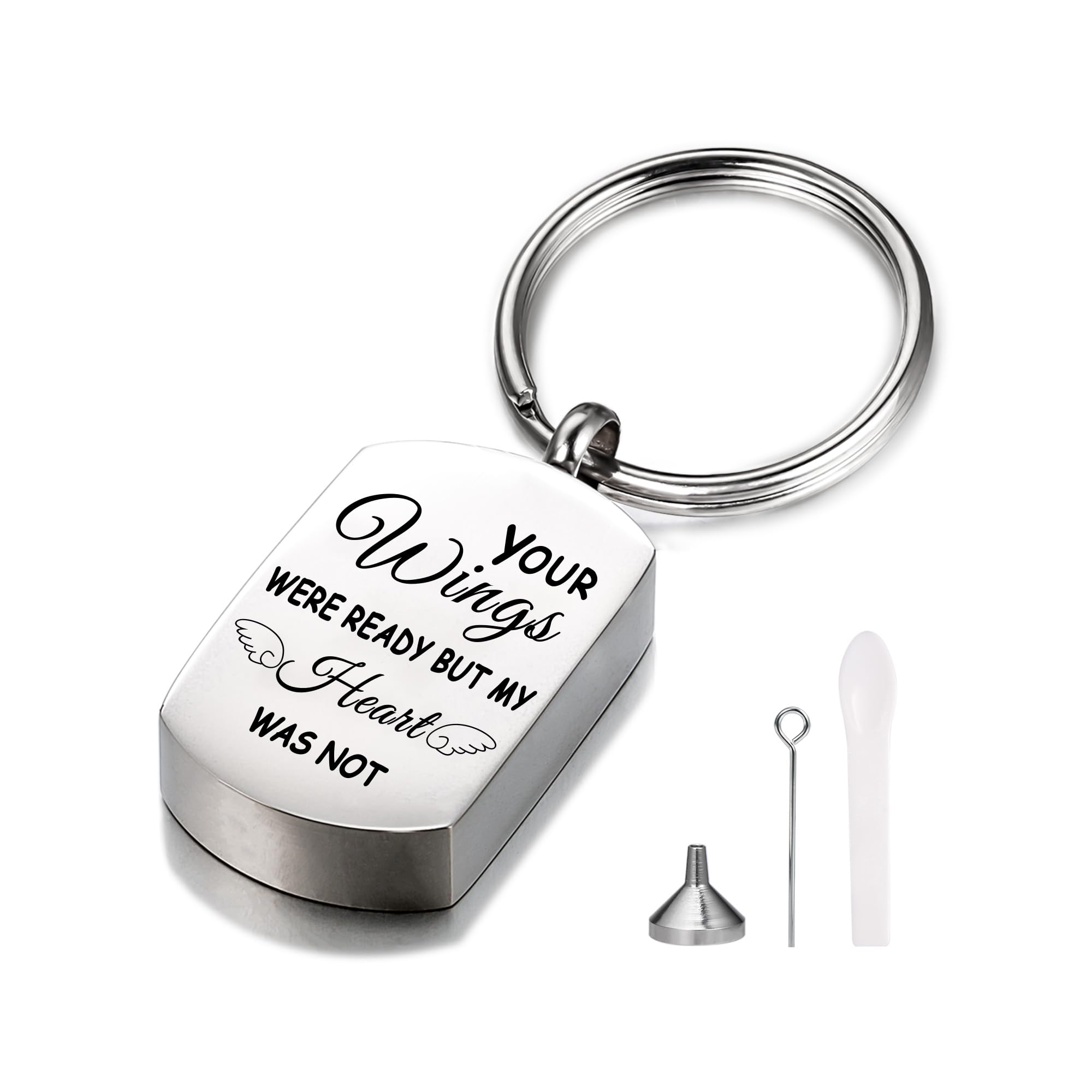 Gredstar Memorial Dog Tag Urn Keychain - Stainless Steel Cremation Keyring for Pet Ashes or Human Ashes, Keepsake Remembrance Gift