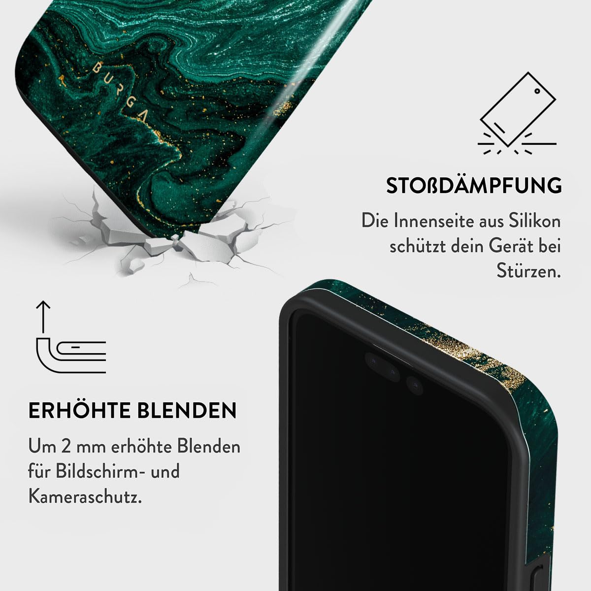 BURGA Handyhülle für iPhone 15 Pro Max – Unisex Hybrid-Schutzhülle mit stoßdämpfendem TPU & kratzfester Außenschale, erhöhter Displayrand, MagSafe-kompatibel, kabelloses Laden, stylisches Design