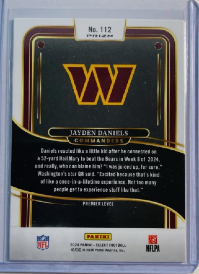 Football Trading Card 2024 Panini Select Red and Yellow Prizm Shock #112 Jayden Daniels Premier Level EX/NM Commanders