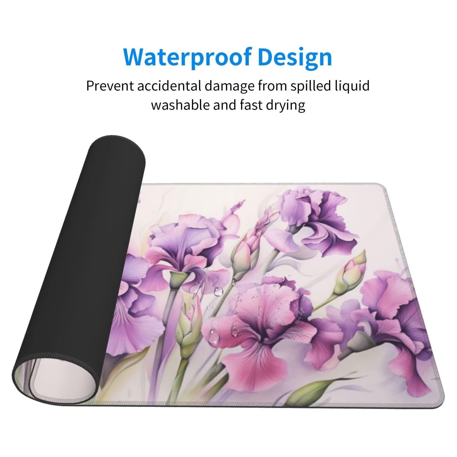 Alfombrilla de Ratón Gaming Grande XXL 1200x600x4mm con Bordes Cosidos, Tela de Micro Tejido, Base Goma Antideslizante y Mouse Pad, para Teclado Jugadores Escritorio, PC, Oficina Flores Moradas Y6595