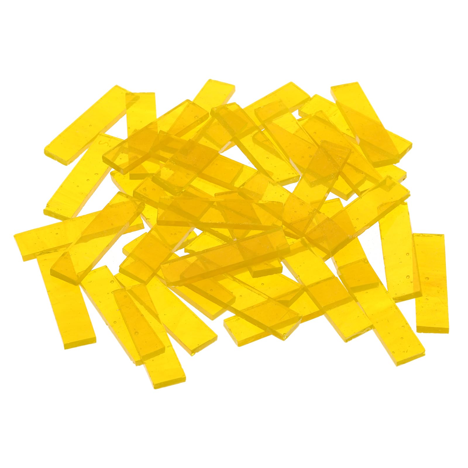 sourcing map Rectangular Mosaic Tiles Stained Glass Strips, 1.57" x 0.4" Transparent Yellow Glass Pieces 100g/3.53 oz Mosaic Tile Making Supplies for DIY Handmade Crafts and Home Decoration