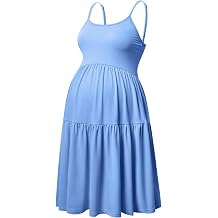 GINKANA Womens Sleeveless Maternity Dress Adjustable Strappy Summer Casual Swing Dress for Daily Wearing Or Baby Shower