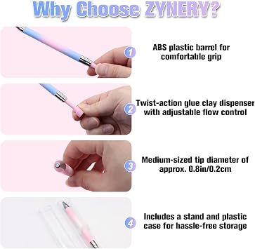 ZYNERY 2PCS Diamond Art Pen, Diamond Painting Pens Refillable, Glue Clay Pens for Rhinestones, Gem Art Rhinestone Picker Tool for 5D Gem Painting Includes 48 Glue Clay Refills