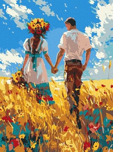 Ideyka Painting by Numbers - A Walk of Lovers ©art_selena_ua 30х40 with Wooden Frame