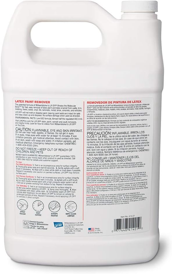 Motsenbocker's Lift Off 41401 Latex Paint Remover – Safely Removes Latex Paint, Acrylics & Enamels from Multiple Surfaces, Water-Based, Biodegradable – 1 Gallon