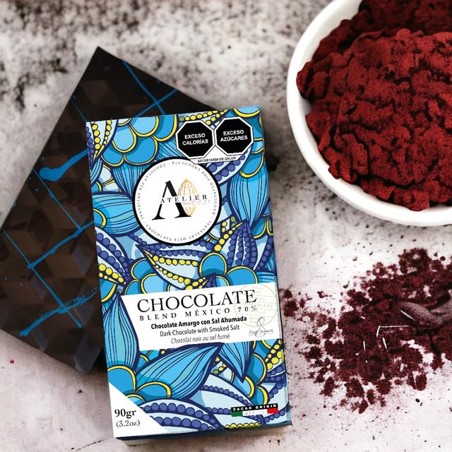 Mil534 | Pack of 3 Dark Chocolate Bars 70% COCOA WITH SMOKED SALT (90 g each) | Artisan Chocolate with Sustainable Mexican Cocoa | Vegan and Gluten Free