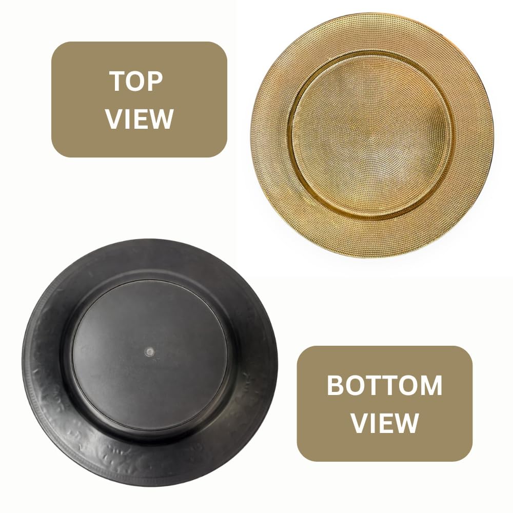 Extreme Karigari Premium Gold Decorative Charger Plate | Pooja Thali, Gift Hamper Base & Decorative Platter for Dining Table, Home Décor, Wedding & Festive Gifting 4