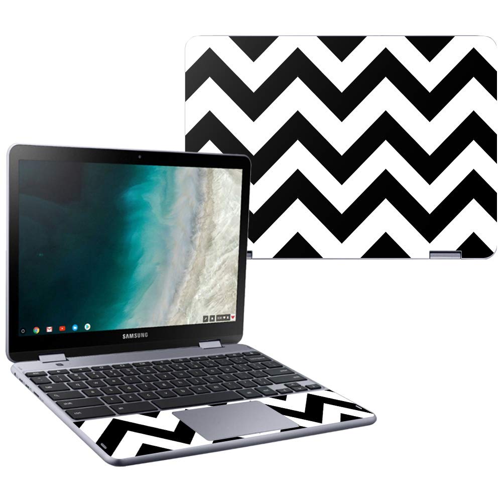 MightySkins Skin Compatible with Samsung Chromebook Plus LTE (2018) - Black Chevron | Protective, Durable, and Unique Vinyl wrap Cover | Easy to Apply, Remove, and Change Styles | Made in The USA