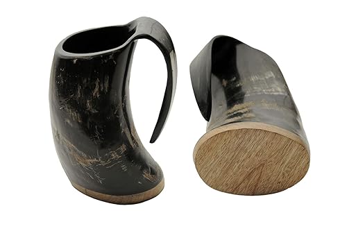SZCO Supplies Taza de beber de 6 oz con cuerno genuinomadera estilo vikingo copa GrogAleVinoMead