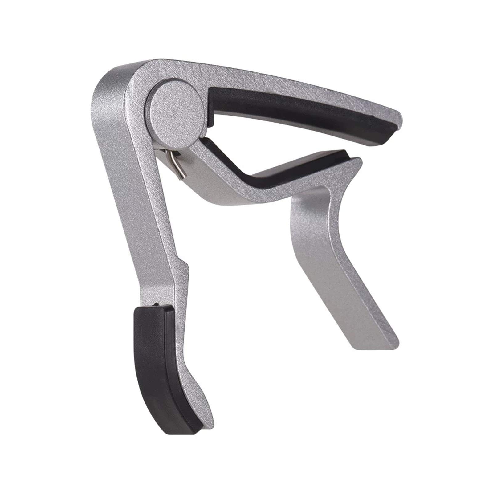 BAtlam Capotasto per Chitarra Acustica Lega di Alluminio a Cambio Rapido Morsetto per Capotasto per Chitarra con Una Mano (Color : Silver, Size : One Size) (Silver One Size)
