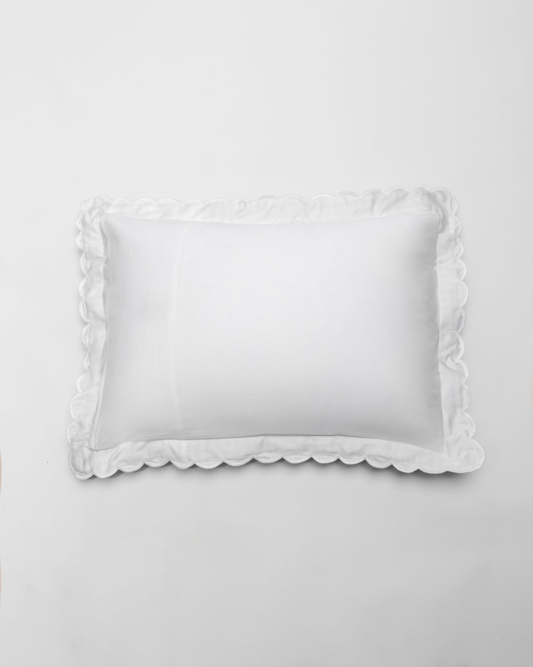 Taie d'oreiller 50x70 cm Chenab Turquoise - Luxueux Jacquard 100% Coton - Bord Festonné Élégant - Réversible Satin Blanc - Motif Gingham