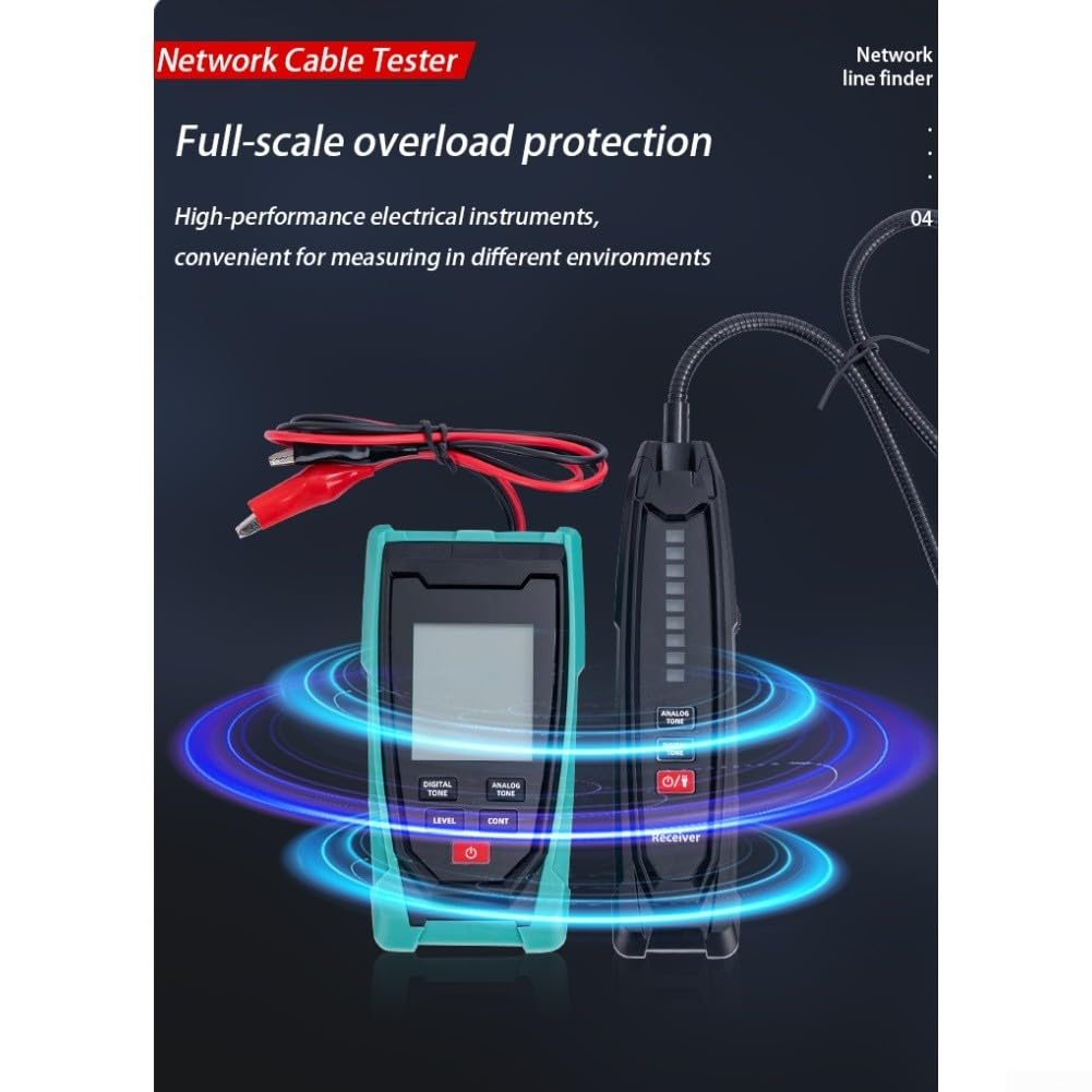 Detector de cables, localizador de cable analógico digital dual, rastreo de cables enterrados de 2 m de profundidad con sensibilidad ajustable para renovación y mantenimiento de circuitos