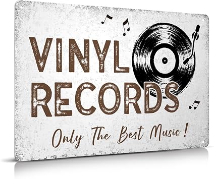 Vintage Music Wall Art-Vinyl Records Only The Best Music Metal Sign for Garage Bar Room12"x8"