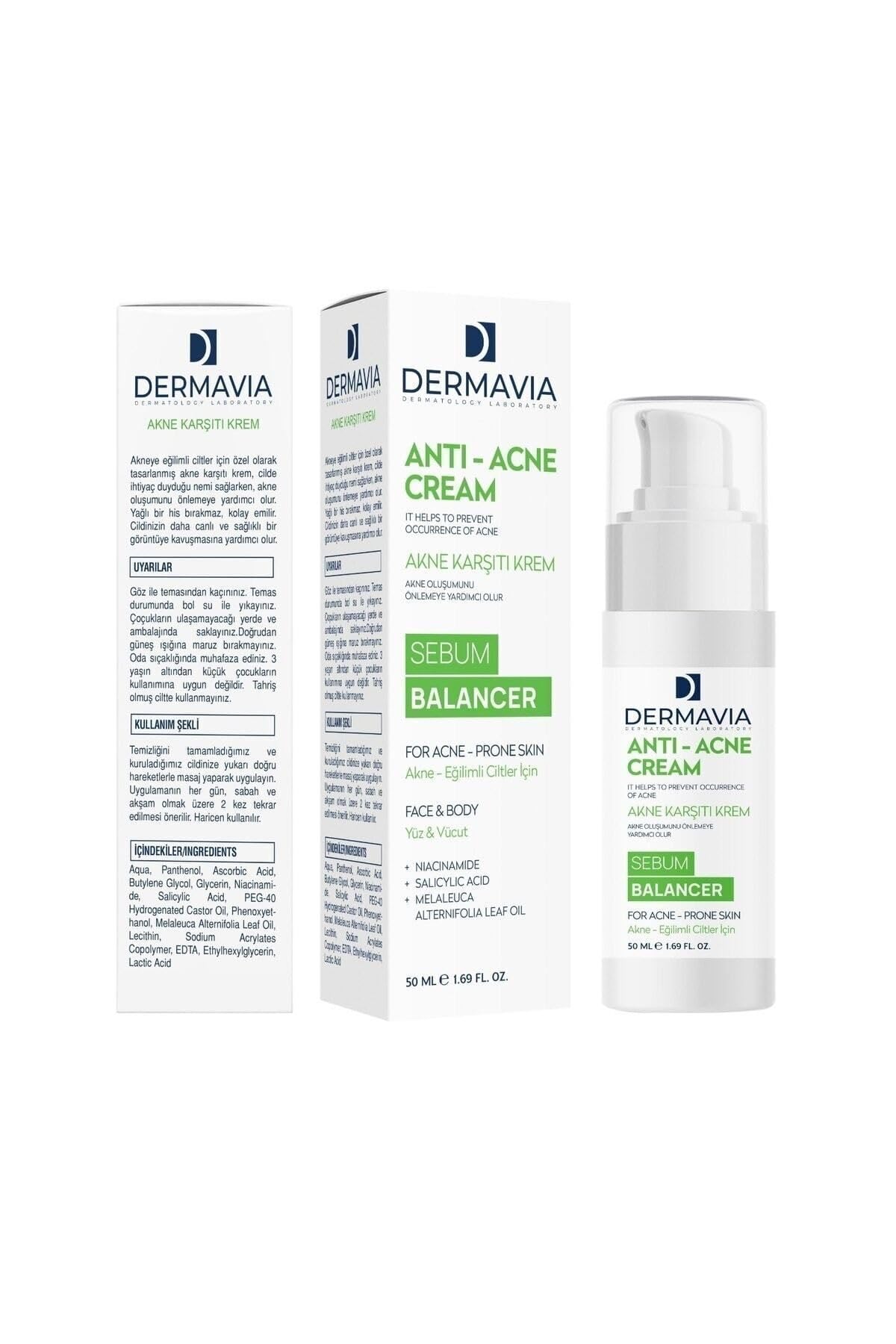 Dermavia Niacinamide Akne Karşıtı Krem 50 ml - Sebum Dengeleyici, Parfümsüz, Tüm Cilt Tipleri için