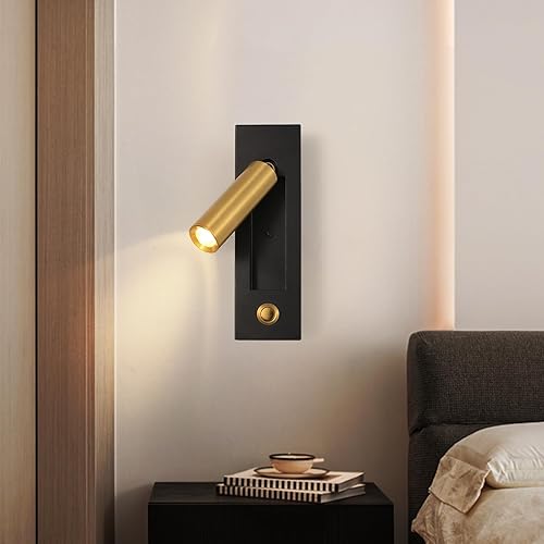 Miniatura 7 de Luz LED de pared para lectura de noche, con puerto de carga portátil con botón, interruptor de control de elevación, cableado empotrado desenchufado