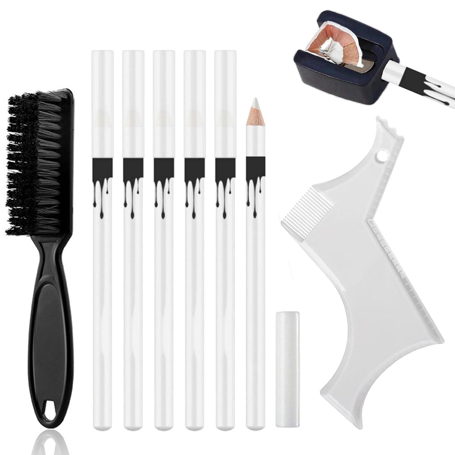 White Barber Pencil Set - Beard Shaping & Hairline Guide