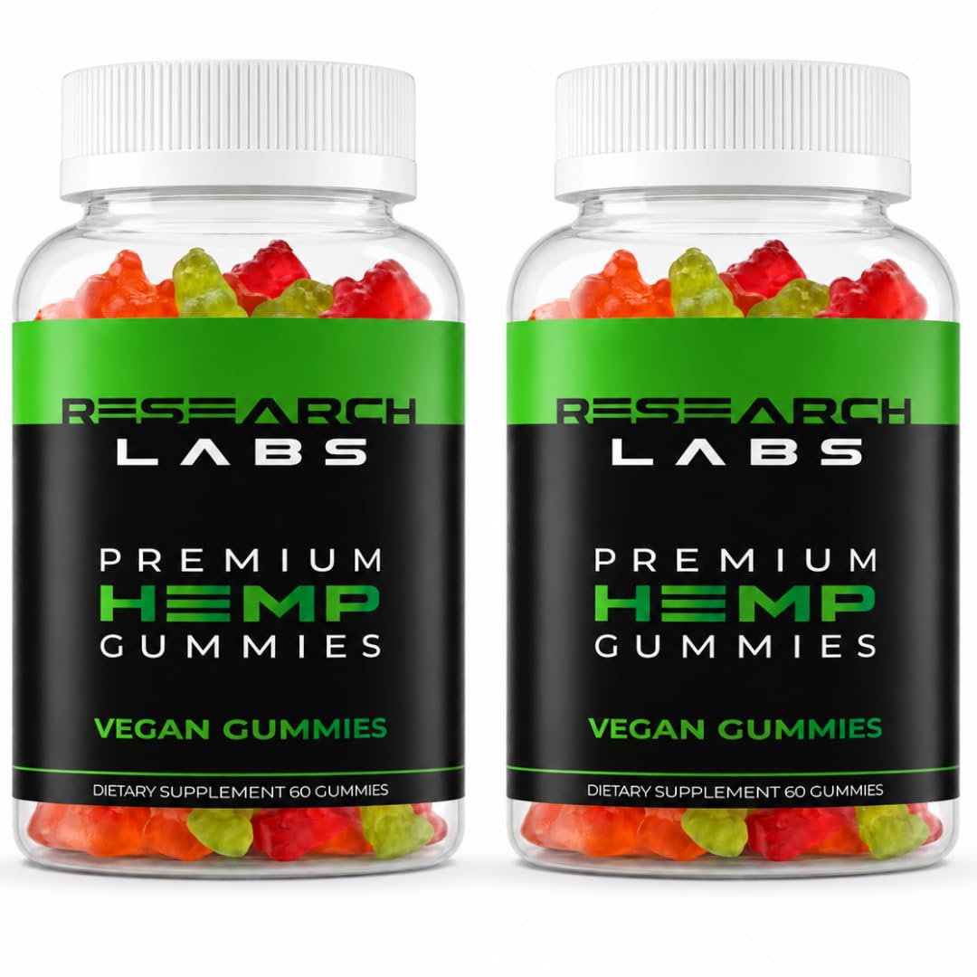 Research Labs - Premium Hemp Gummies 120 Count, 2 Fer 1 Ad