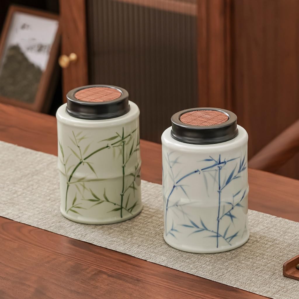 Juego De Té Latas de té pintadas a Mano, latas de cerámica Resistentes a la Humedad for el hogar, latas de té Chinas Selladas, latas for almacenar té Tarro para Guardar Té