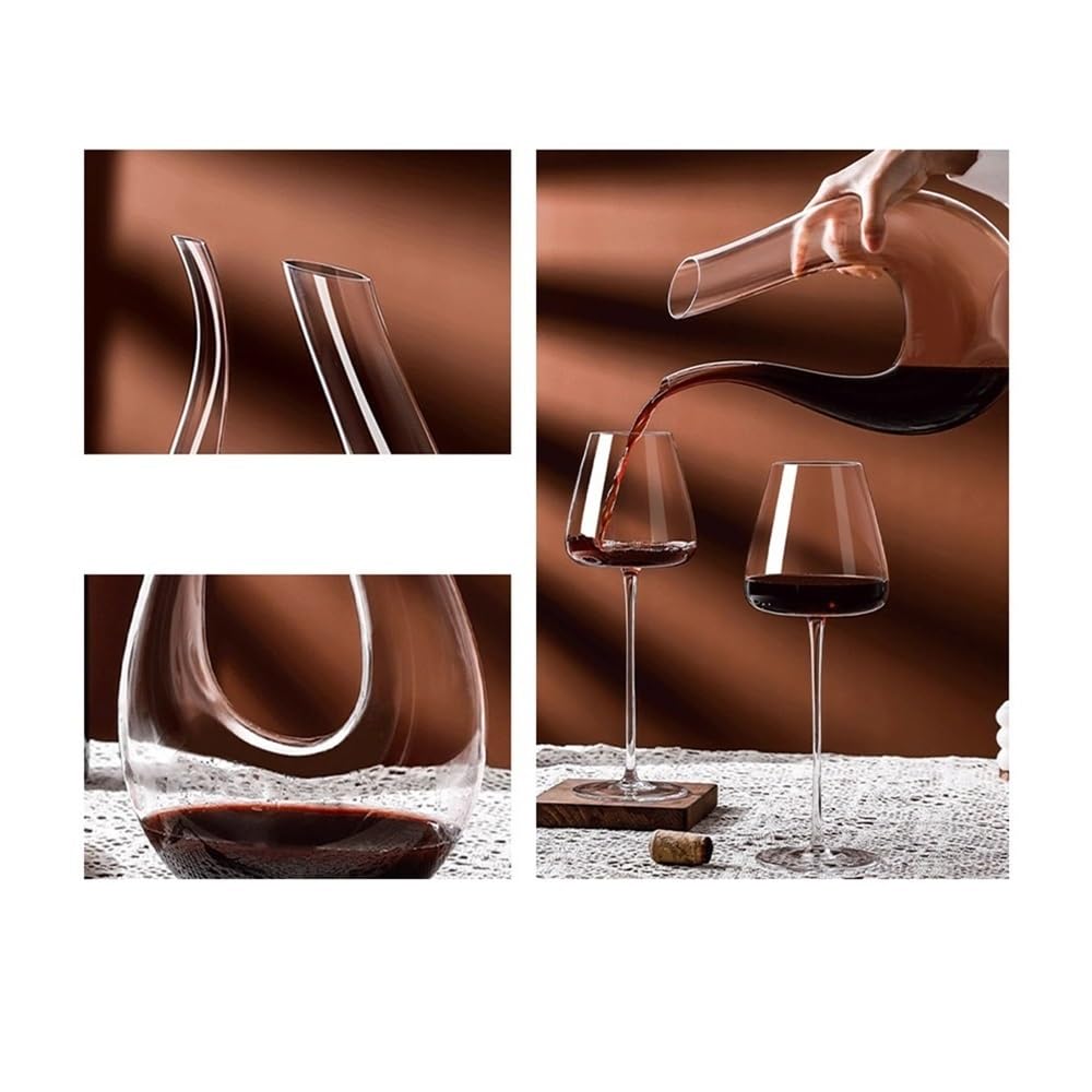 birene Decanter Decanter for Vino in Vetro a Forma di U, caraffa con aeratore Curvo, Articoli da Bar for cene di degustazione a casa
