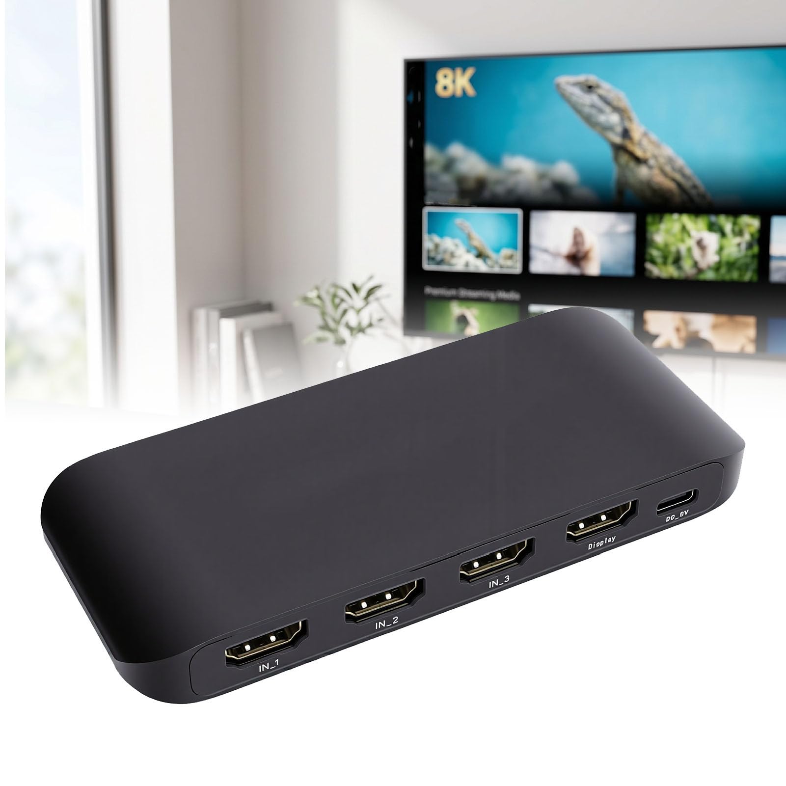 Annadue HDMI 3 in 1 Uscita 8K 60Hz 48Gbps con Telecomando / 3 in 1 Uscita HDMI 2., 8K 60Hz / 4K 120Hz, 48Gbps HDR10 Vision, Telecomando e Controllo IR, Plug and Play