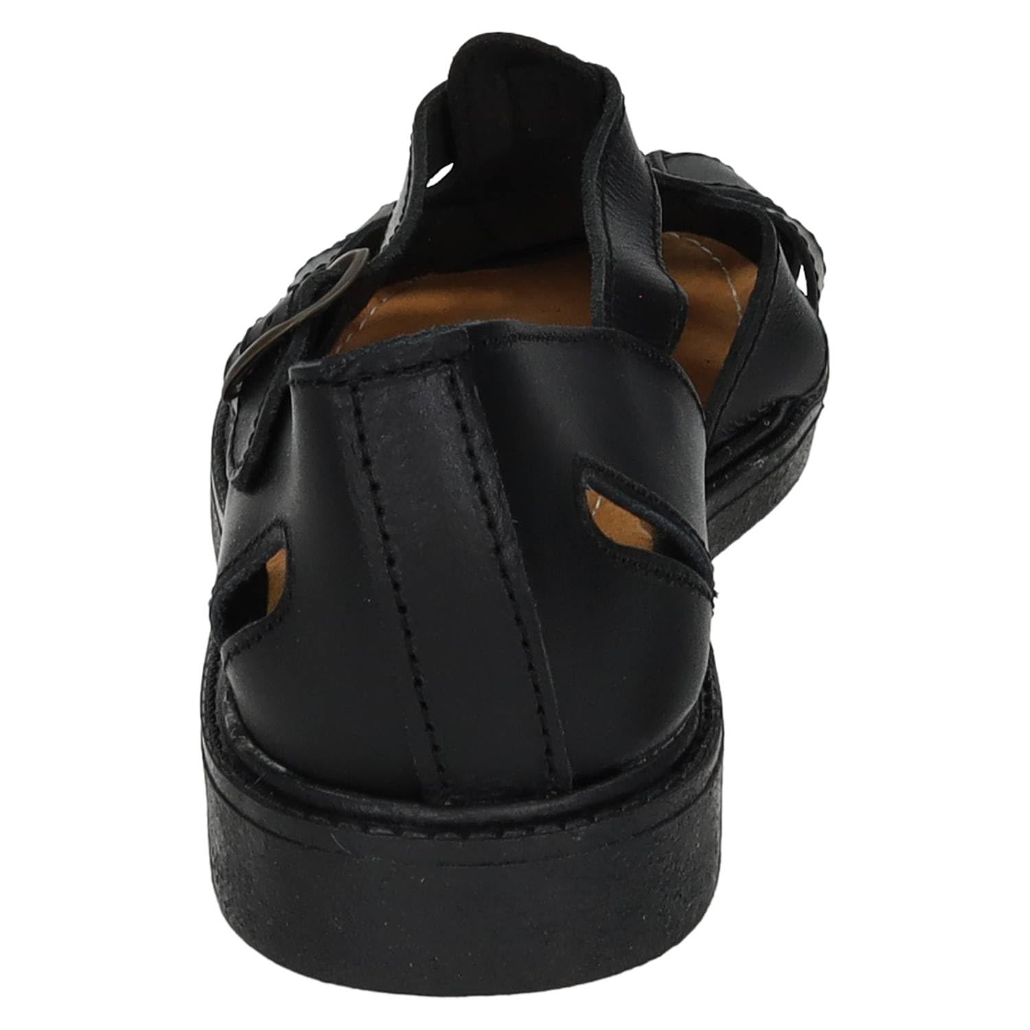 Made IN Spain 58 Cangrejera de Piel Negro con Hebilla, Plantilla cómoda y tacón 2,5 cm, Ideal para días calurosos Hombre Sandalias