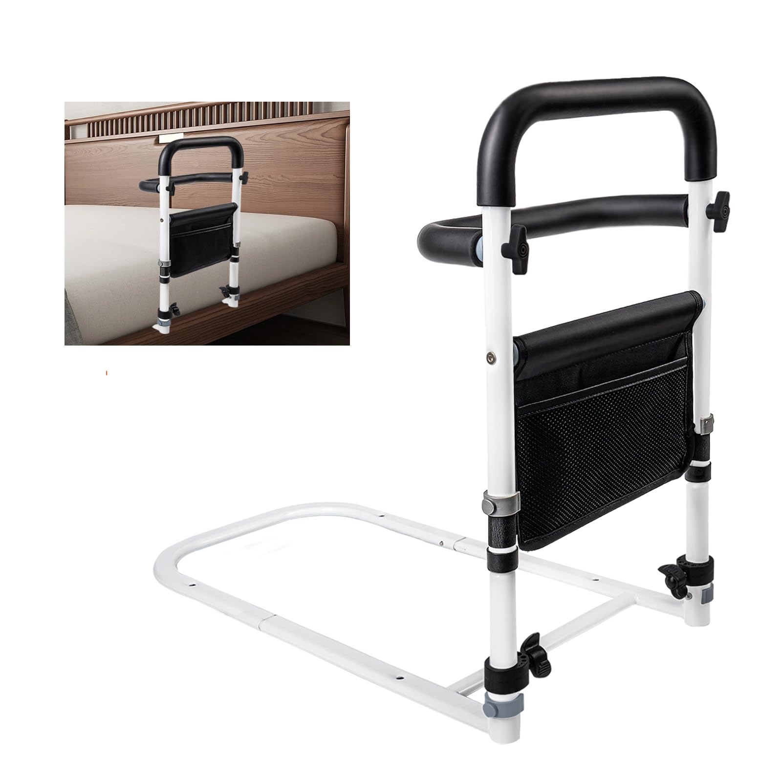 Svnntaa Bed Rails for Elderly Adults Safety- Assist Handlebar for Beds with Storage Bag,Bed Assist Grab Bar Handle Helps Getting in and Out of Bed Much Easier