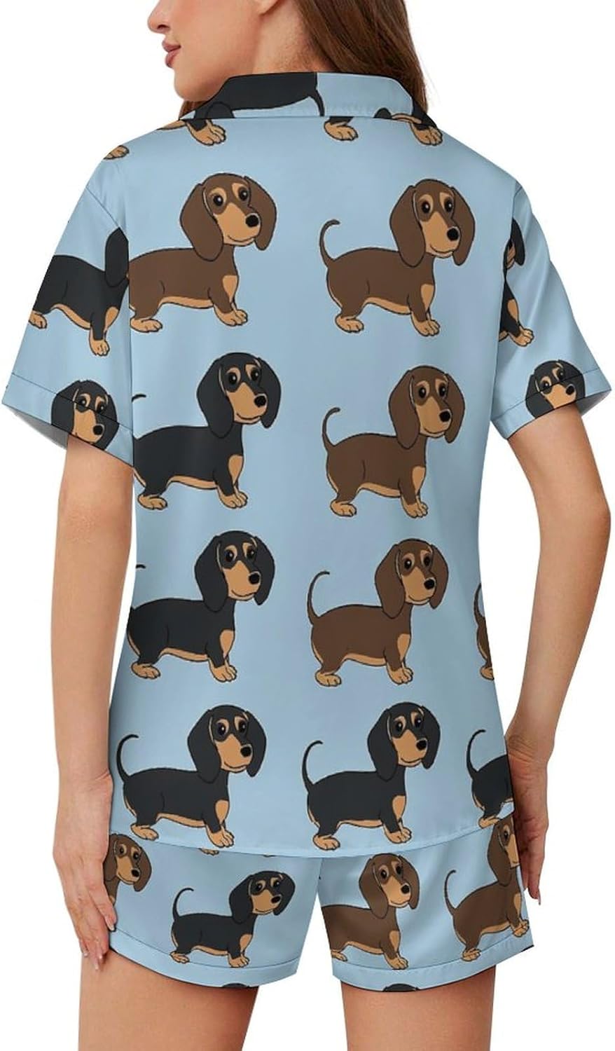 Delerain Womens Pajama Sets 2-Piece Short Sleeve Sleepwear Soft Satin Button Down Loungewear Pjs Shorts Set XS-5XL - Image 4