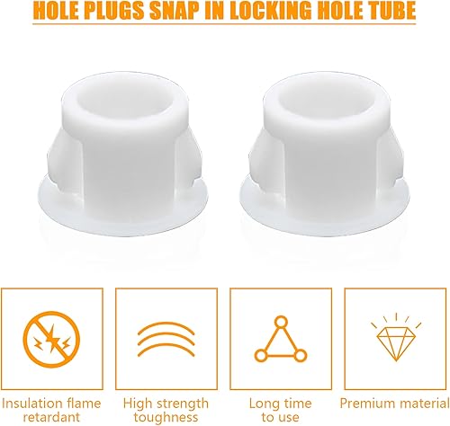 Vista 21 de 100 tapones de agujero blancos de 0.19 pulgadas, de plástico, tipo empotrado, a presión, tubo de orificio de bloqueo, postes de esgrima
