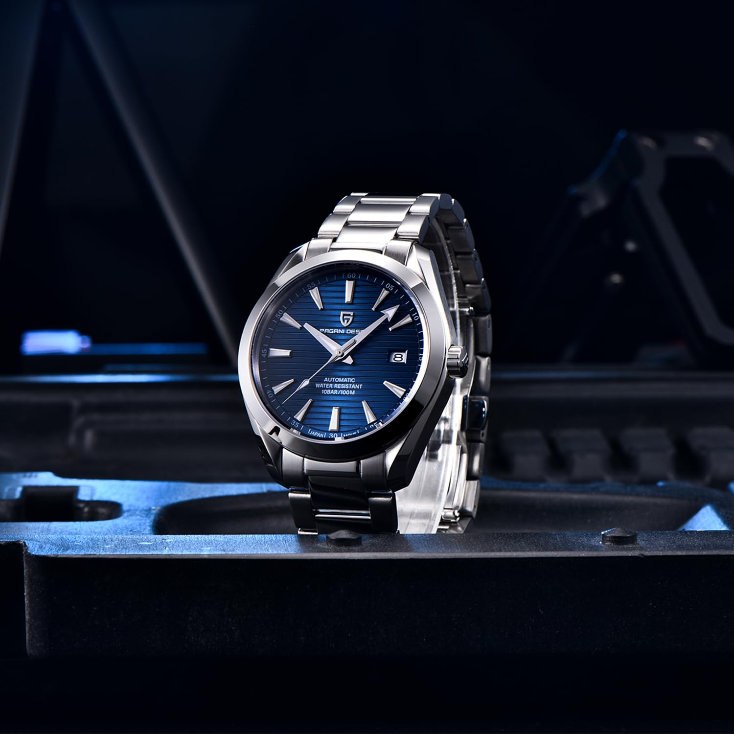 Pagani Design Herren Automatikuhr Japanisches Uhrwerk Saphirglas Edelstahl Armband wasserdicht 100